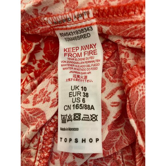 Topshop V-Neck Ruffled Floral Wrap Mini Dress Size 6 in Red Print NWT - Picture 5 of 6